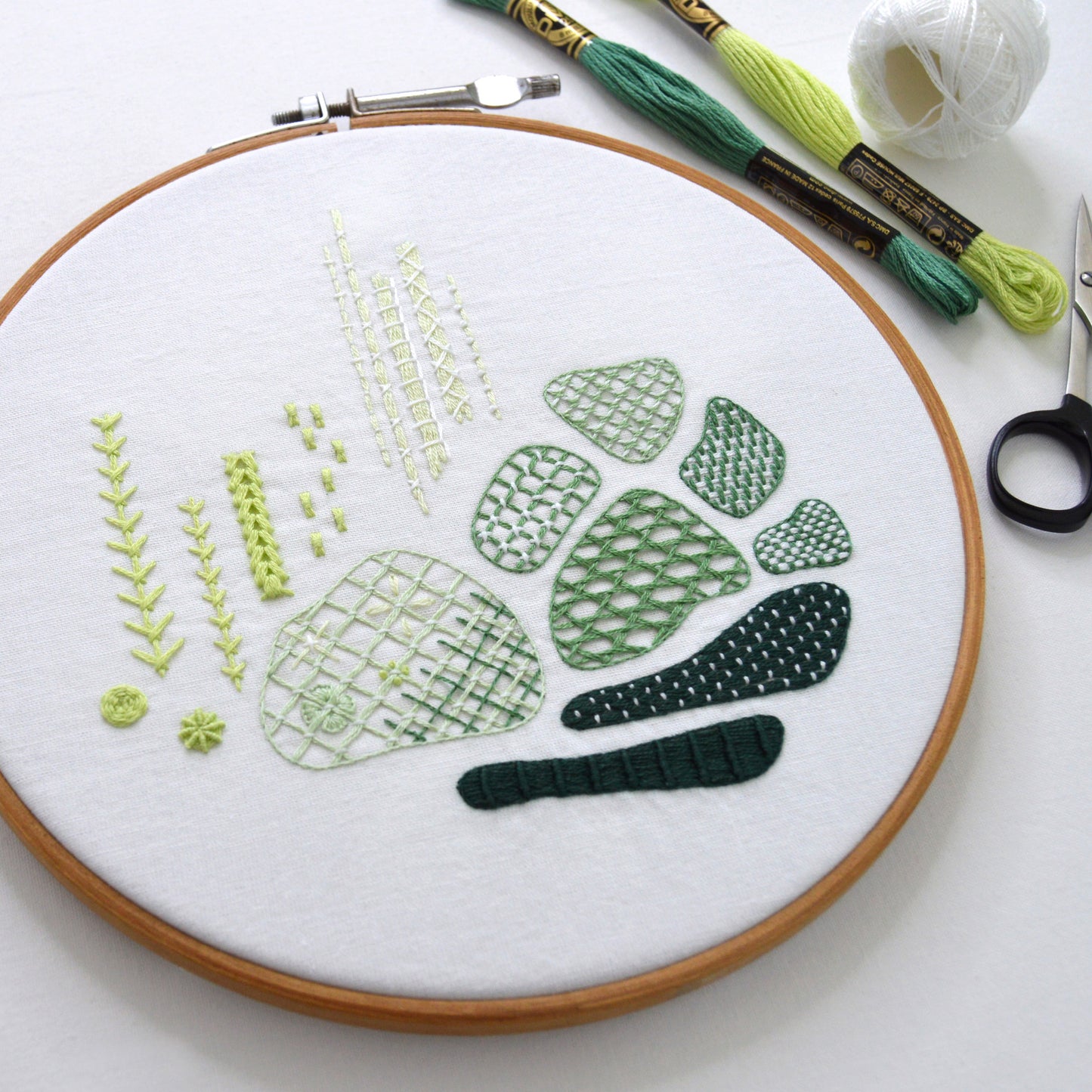 Couched, Filling + Woven Stitches