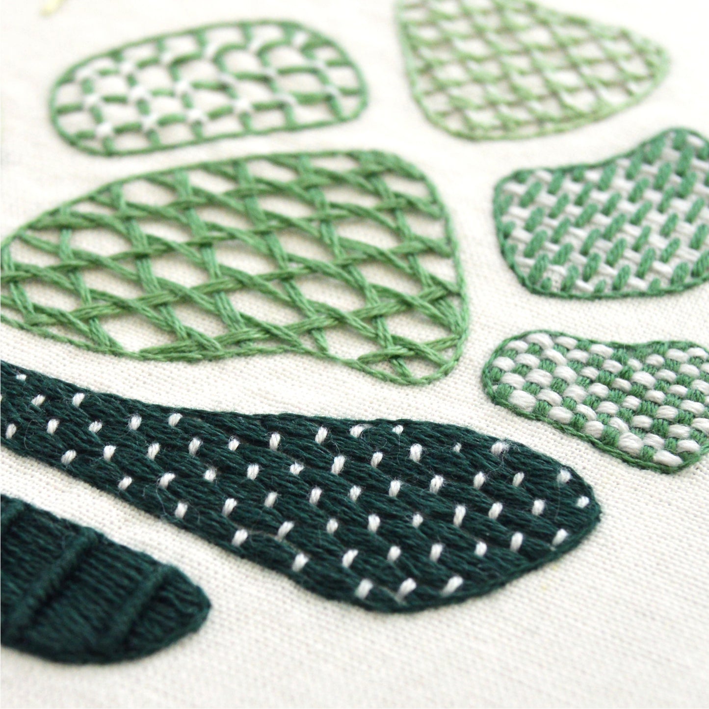 Couched, Filling + Woven Stitches